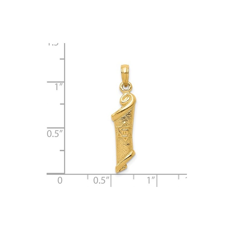 14k Yellow Gold Chai Star of David Torah Scroll Pe | Jewelry | Judaica