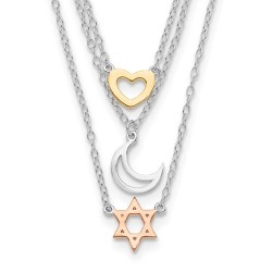 Sterling Silver Heart, Moon, and Star of David Tie | Jewelry | Judaica