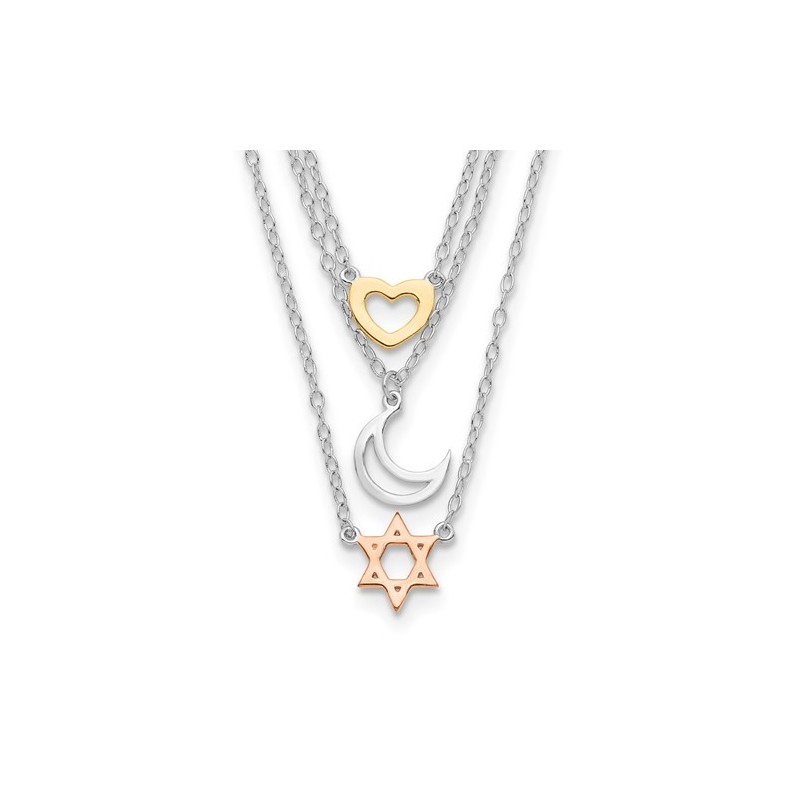 Sterling Silver Heart, Moon, and Star of David Tie | Jewelry | Judaica