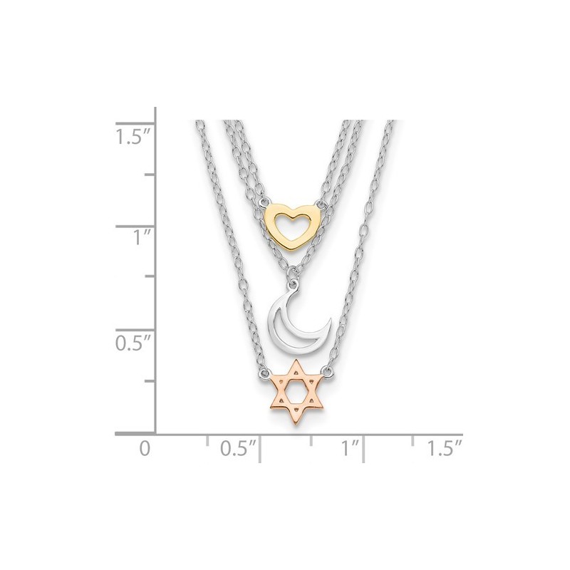 Sterling Silver Heart, Moon, and Star of David Tie | Jewelry | Judaica