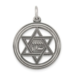 Sterling Silver Antiqued Zion Star of David Circle | Jewelry | Judaica