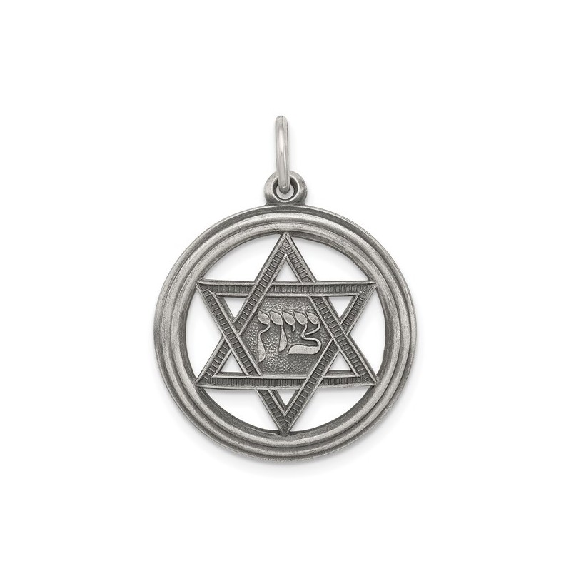 Sterling Silver Antiqued Zion Star of David Circle | Jewelry | Judaica