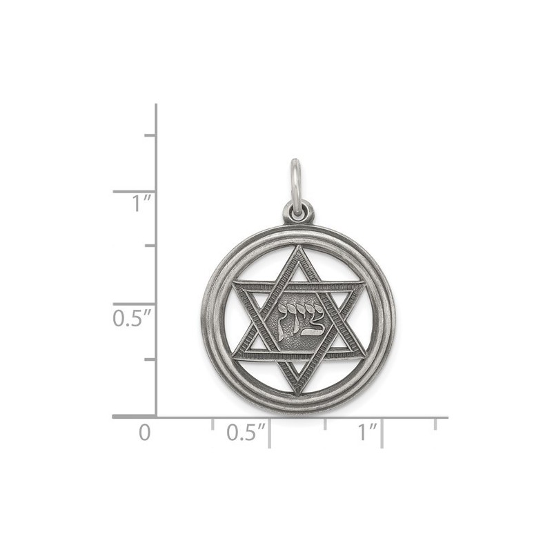 Sterling Silver Antiqued Zion Star of David Circle | Jewelry | Judaica
