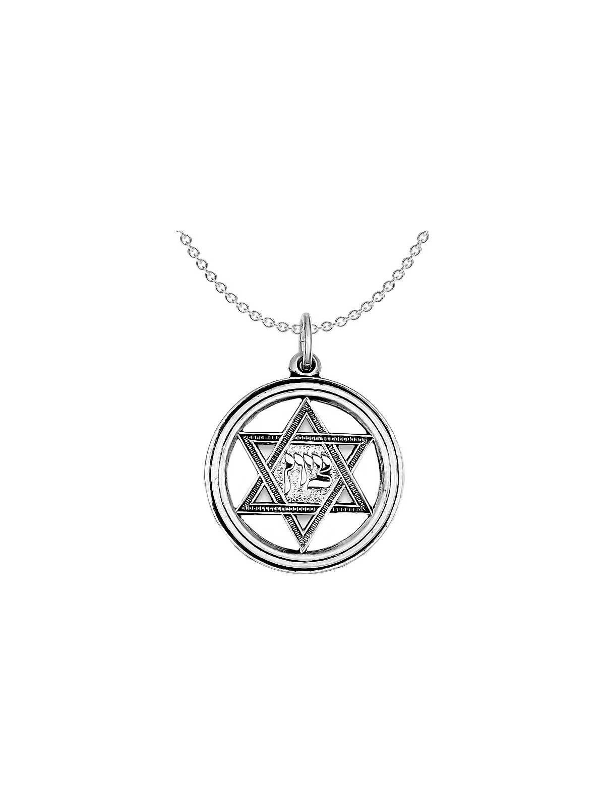 Sterling Silver Antiqued Zion Star of David Circle | Jewelry | Judaica