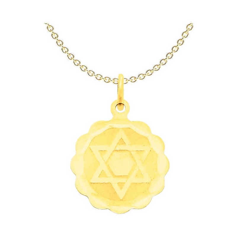 14k Yellow Gold Round Scalloped Star of David Pend | Jewelry | Judaica