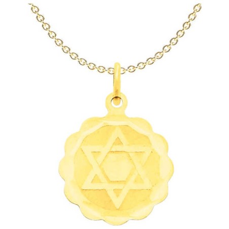 14k Yellow Gold Round Scalloped Star of David Pend | Jewelry | Judaica