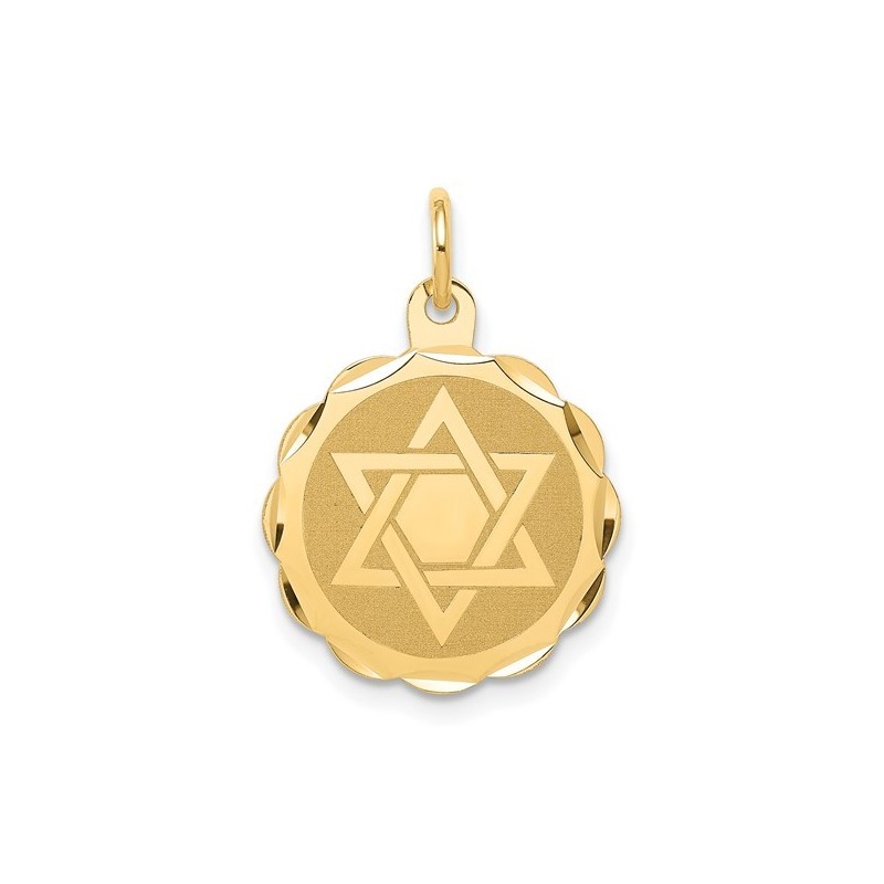14k Yellow Gold Round Scalloped Star of David Pend | Jewelry | Judaica