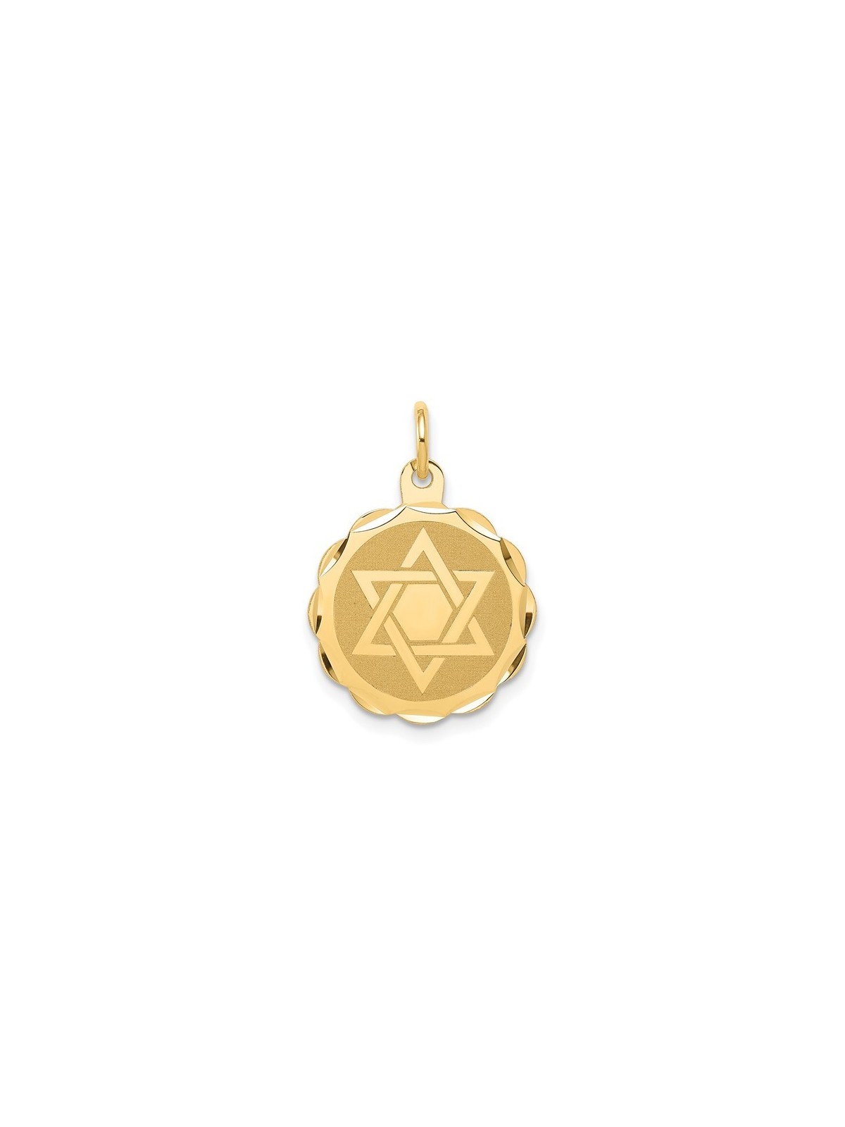 14k Yellow Gold Round Scalloped Star of David Pend | Jewelry | Judaica