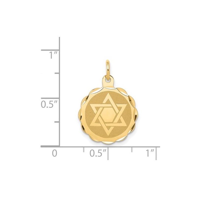14k Yellow Gold Round Scalloped Star of David Pend | Jewelry | Judaica