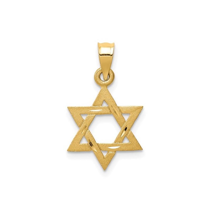 14k Satin Yellow Gold Textured Star Of David Penda | Jewelry | Judaica