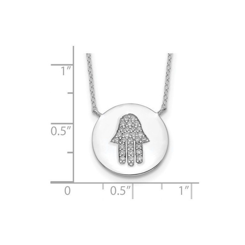 Sterling Silver Rhodium-Plated Hamsa CZ Necklace | Jewelry | Judaica