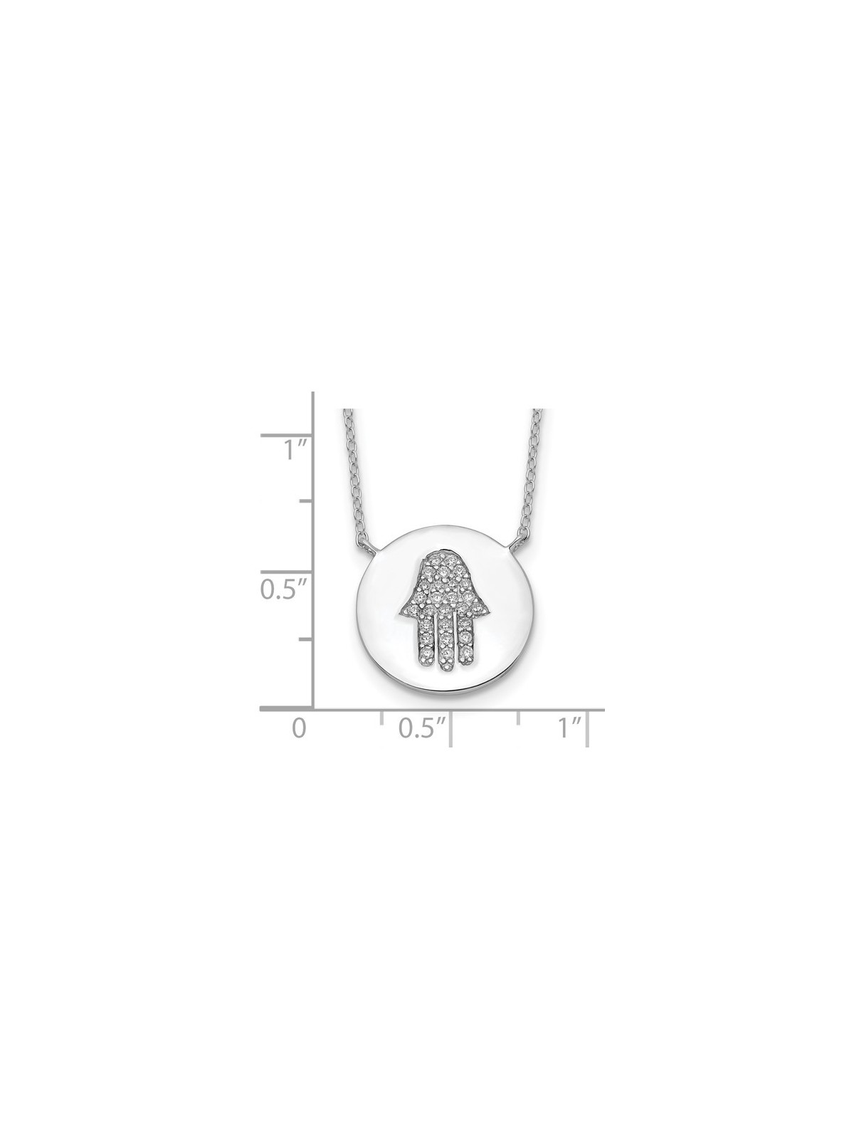 Sterling Silver Rhodium-Plated Hamsa CZ Necklace | Jewelry | Judaica