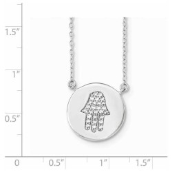 Sterling Silver Rhodium-Plated Hamsa CZ Necklace | Jewelry | Judaica