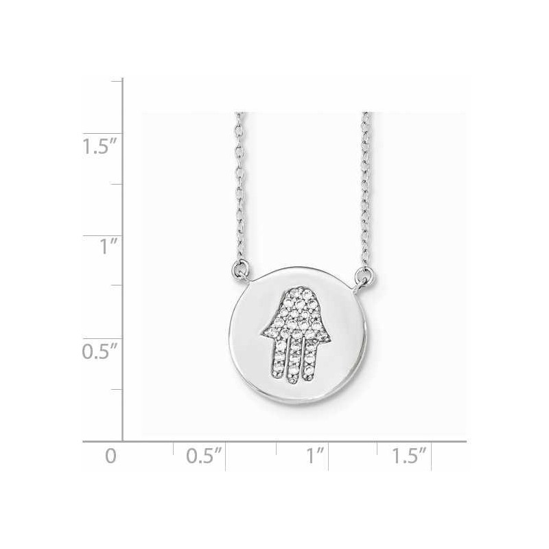 Sterling Silver Rhodium-Plated Hamsa CZ Necklace | Jewelry | Judaica