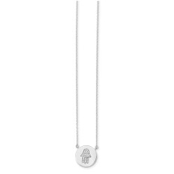 Sterling Silver Rhodium-Plated Hamsa CZ Necklace | Jewelry | Judaica