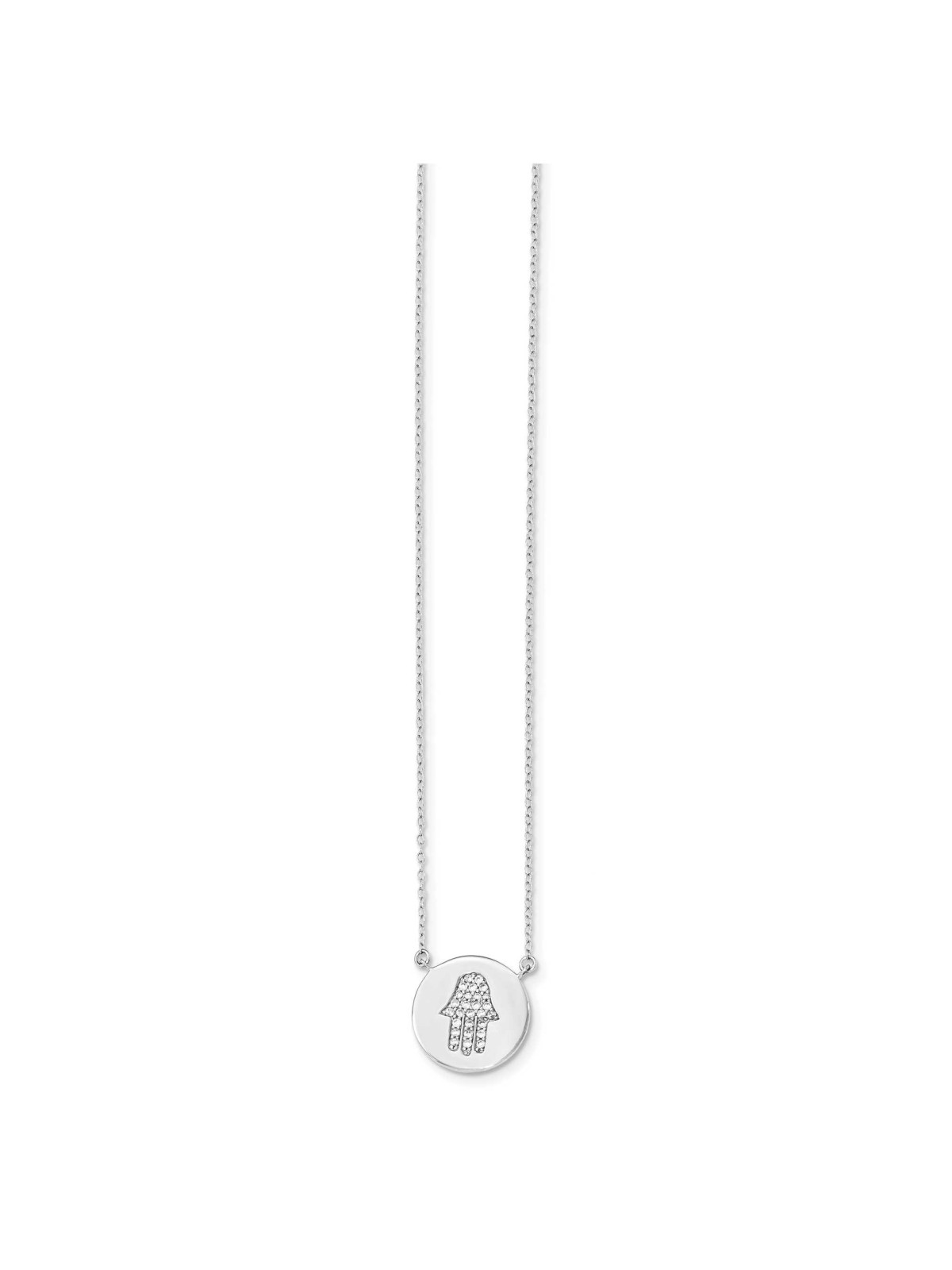 Sterling Silver Rhodium-Plated Hamsa CZ Necklace | Jewelry | Judaica