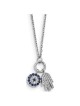 Sterling Silver Rhodium-Plated CZ Eye and Hamsa Ch | Jewelry | Judaica