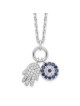 Sterling Silver Rhodium-Plated CZ Eye and Hamsa Ch | Jewelry | Judaica