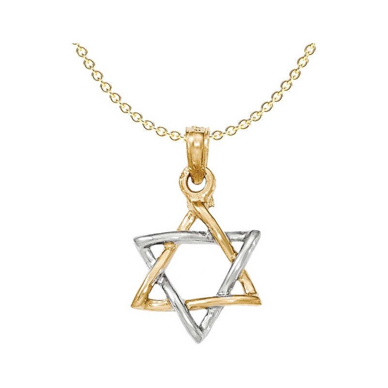 14k Two-Tone Yellow and White Gold Polished Star o | Jewelry | Judaica
