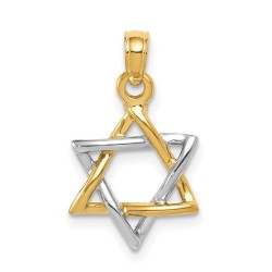 14k Two-Tone Yellow and White Gold Polished Star o | Jewelry | Judaica