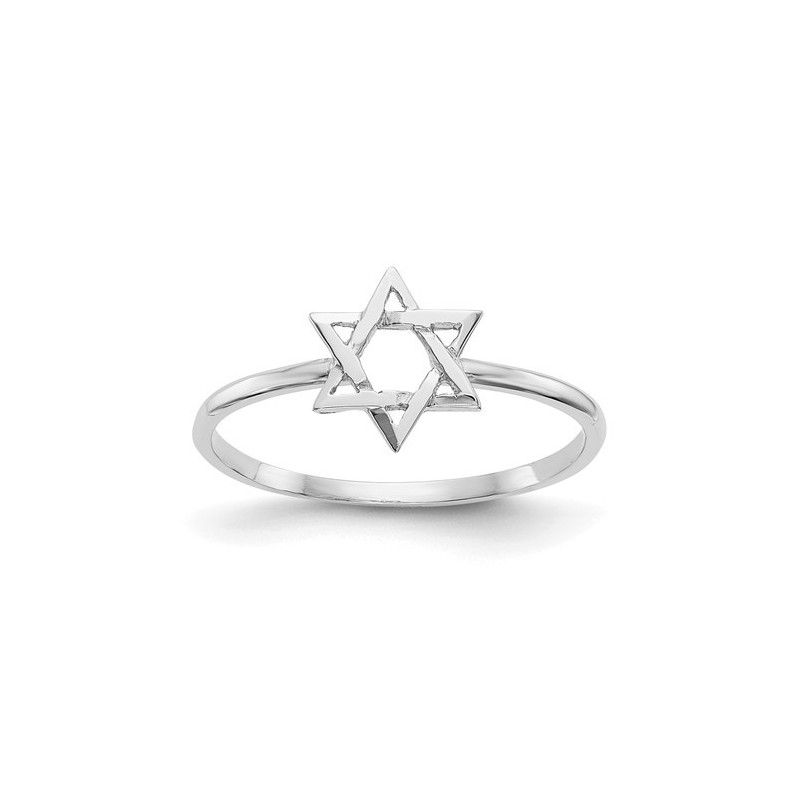 14k White Gold Polished Star of David Ring - Size  | Jewelry | Judaica