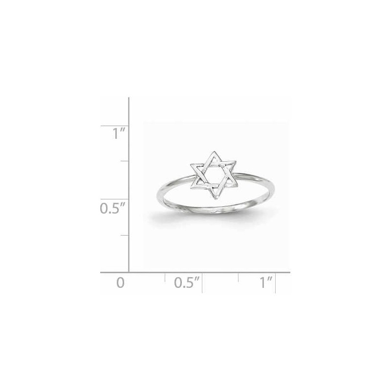 14k White Gold Polished Star of David Ring - Size  | Jewelry | Judaica