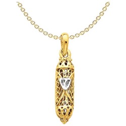 14k Two-Tone Gold Mezuzah Pendant | Jewelry | Judaica