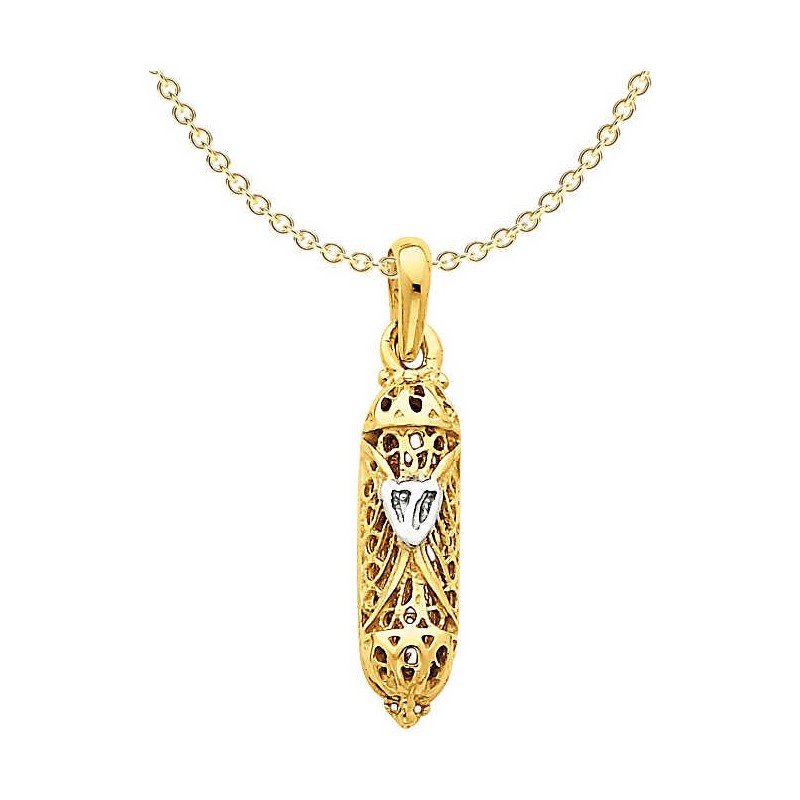 14k Two-Tone Gold Mezuzah Pendant | Jewelry | Judaica