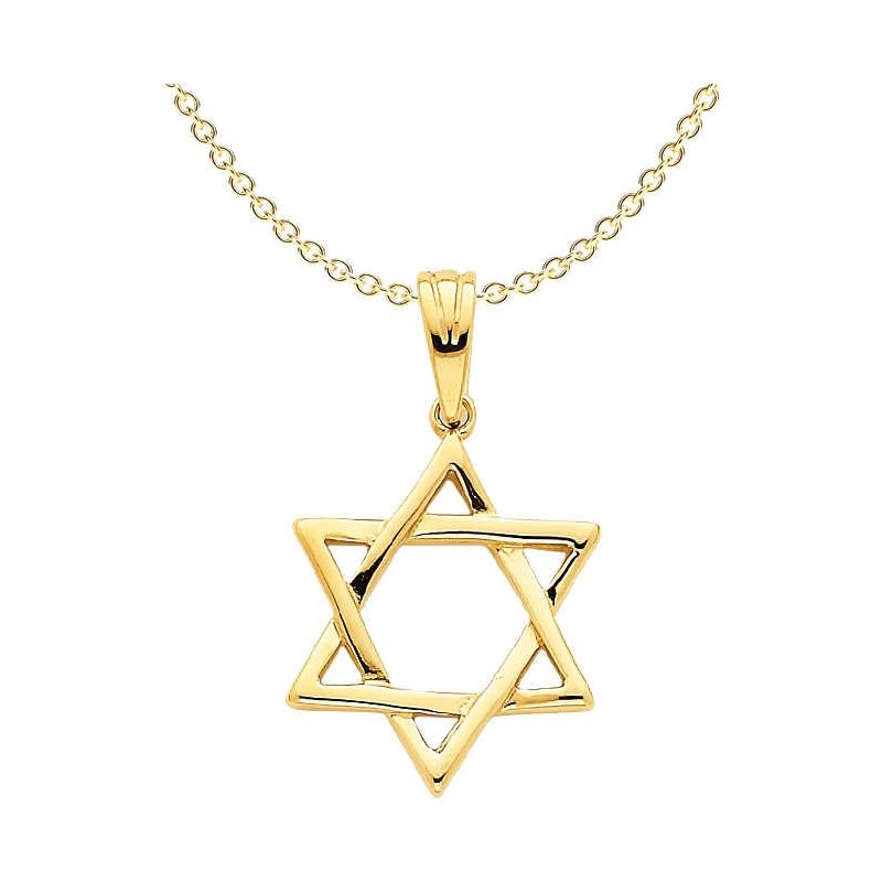 Large 14K Yellow Gold Polished Star of David Penda | Jewelry | Judaica
