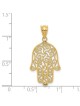 Ornate 14k Yellow Gold Filigree Hamsa Pendant | Jewelry | Judaica