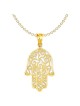 Ornate 14k Yellow Gold Filigree Hamsa Pendant | Jewelry | Judaica