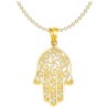 Ornate 14k Yellow Gold Filigree Hamsa Pendant | Jewelry | Judaica