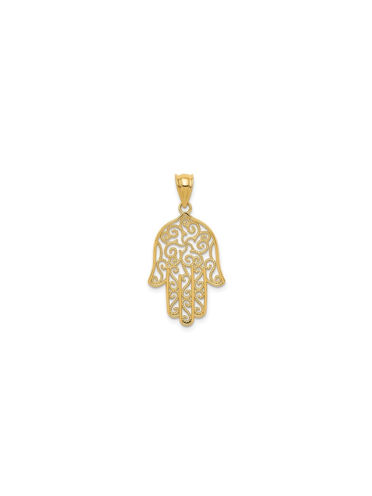 Ornate 14k Yellow Gold Filigree Hamsa Pendant | Jewelry | Judaica