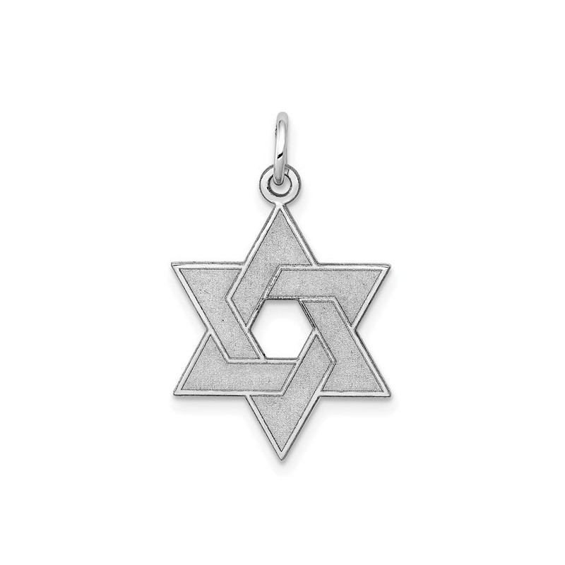 14k White Gold Laser-Etched Star of David Pendant | Jewelry | Judaica