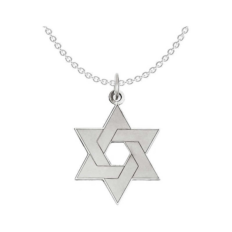 14k White Gold Laser-Etched Star of David Pendant | Jewelry | Judaica