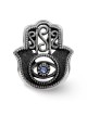 Sterling Silver Antiqued Blue Crystal Hamsa Bead | Jewelry | Judaica