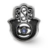 Sterling Silver Antiqued Blue Crystal Hamsa Bead | Jewelry | Judaica