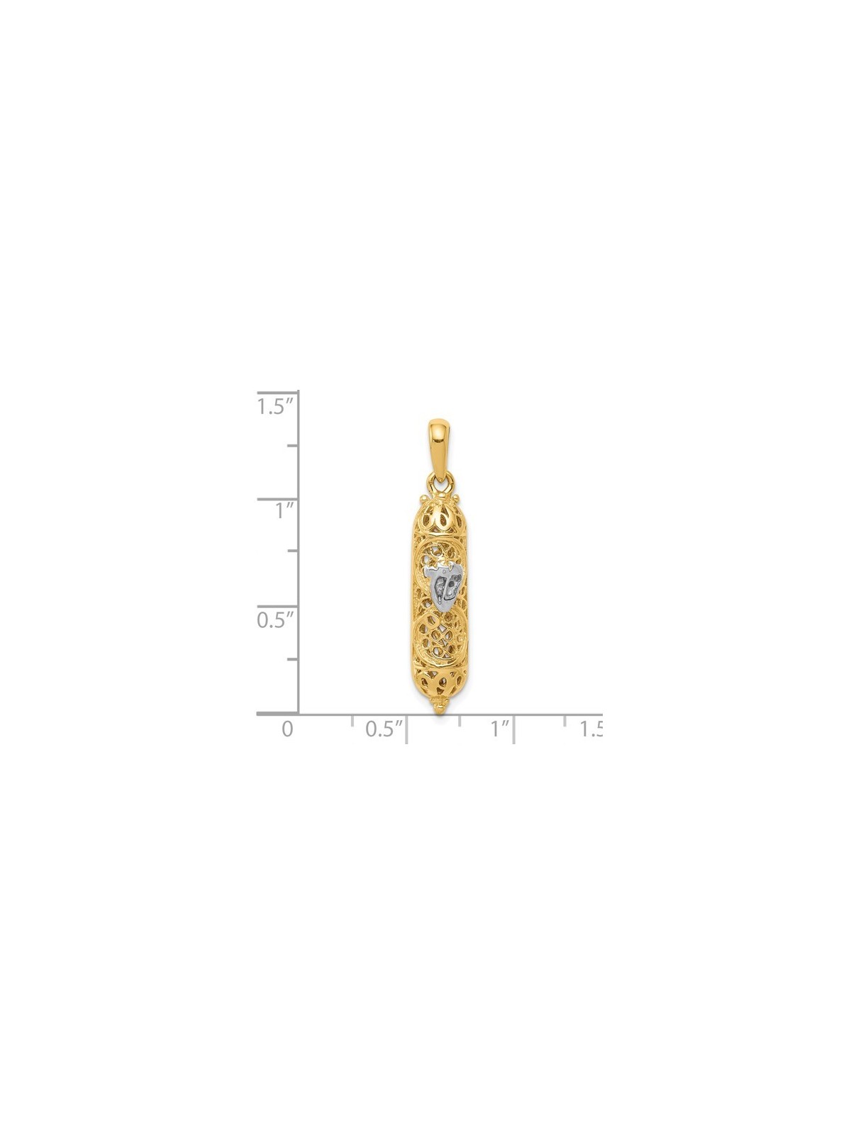 14k Two-Tone Gold Fancy Mezuzah Pendant | Jewelry | Judaica