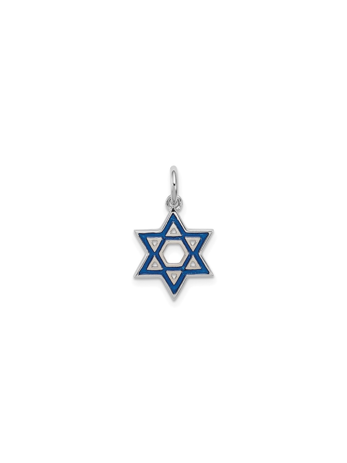 Sterling Silver Rhodium-Plated Enameled Blue Star  | Jewelry | Judaica