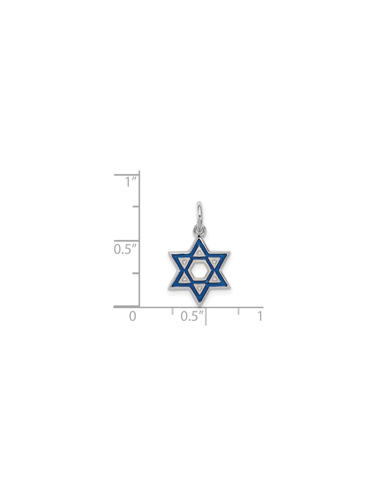 Sterling Silver Rhodium-Plated Enameled Blue Star  | Jewelry | Judaica