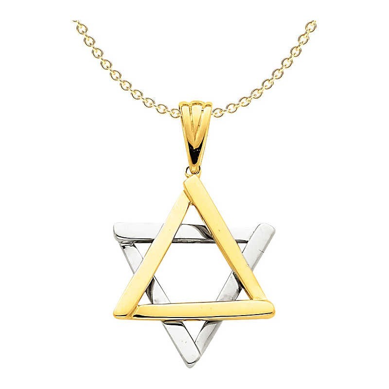 Deluxe 14k Two-Tone Gold Star of David Pendant | Jewelry | Judaica