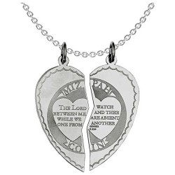 2-Piece Sterling Silver Heart Mizpah Pendant | Jewelry | Judaica