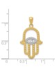 14k Yellow Gold Rhodium Plated Hamsa Pendant | Jewelry | Judaica