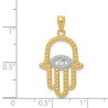 14k Yellow Gold Rhodium Plated Hamsa Pendant | Jewelry | Judaica