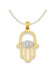 14k Yellow Gold Rhodium Plated Hamsa Pendant | Jewelry | Judaica