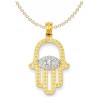 14k Yellow Gold Rhodium Plated Hamsa Pendant | Jewelry | Judaica