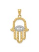 14k Yellow Gold Rhodium Plated Hamsa Pendant | Jewelry | Judaica