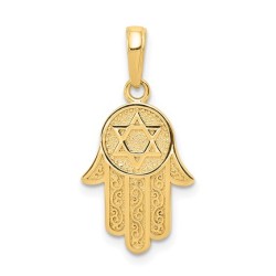 14k Yellow Gold Star Of David Hamsa Pendant | Jewelry | Judaica