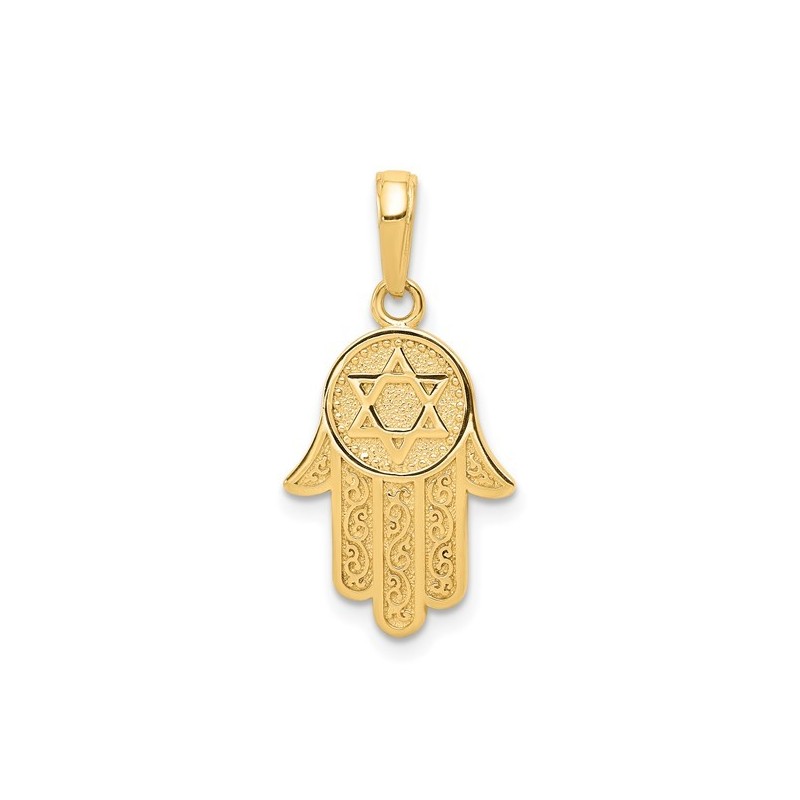 14k Yellow Gold Star Of David Hamsa Pendant | Jewelry | Judaica
