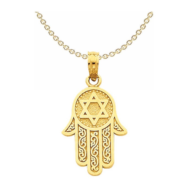 14k Yellow Gold Star Of David Hamsa Pendant | Jewelry | Judaica